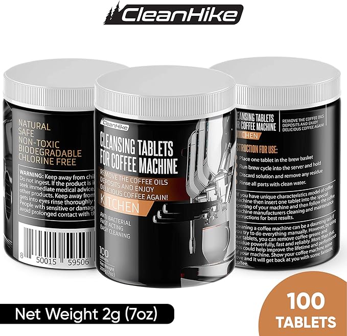 Espresso Machine Cleaning Tablets - (100 Tablets) For Jura, Miele, and Universal Coffee Machine for All Brands - Professional Coffee Grease and Residue Cleaner for Baristas (1)