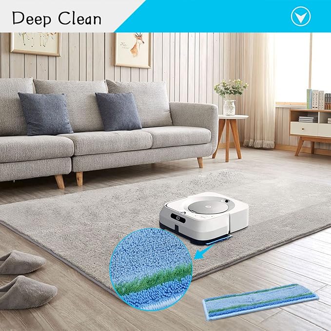 8 Pack Upgraded M6 Wet Mopping Pads for iRobot Braava Jet M6 Series (6110) (6012) (6112) (6113) Ultimate Robot Mops, New Sticky Design, Detachable, Washable and Reusable M6 Pads Accessories Parts