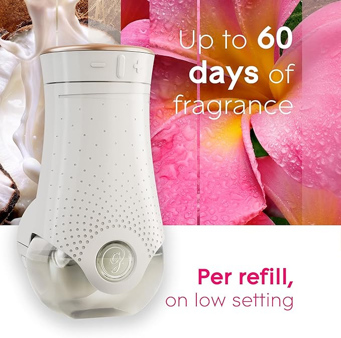 Glade PlugIns Refills Air Freshener Starter Kit, Scented and Essential Oils for Home and Bathroom, Tropical Blossoms, 3.35 Fl Oz, 1 Warmer + 5 Refills