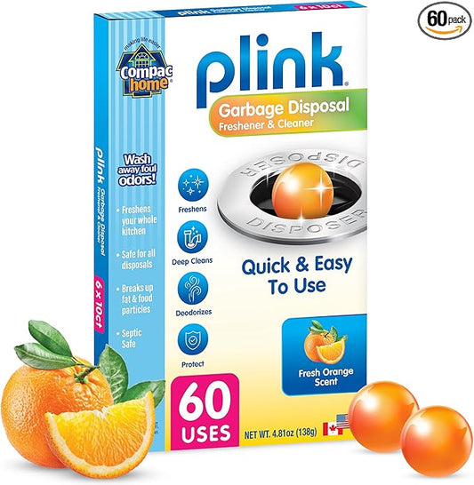 Compac Home Plink Garbage Disposal Cleaner and Deodorizer 60ct VALUE PACK - Orange