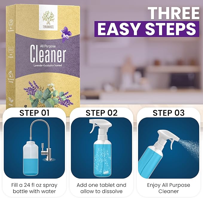 All-Purpose Cleaner Refills - Multi-Surface Cleaning Tablets, 8 Count - 192 fl oz total (makes 8x 24 fl ox bottles of spray cleaner) Fragrance - Eucalyptus & Lavender