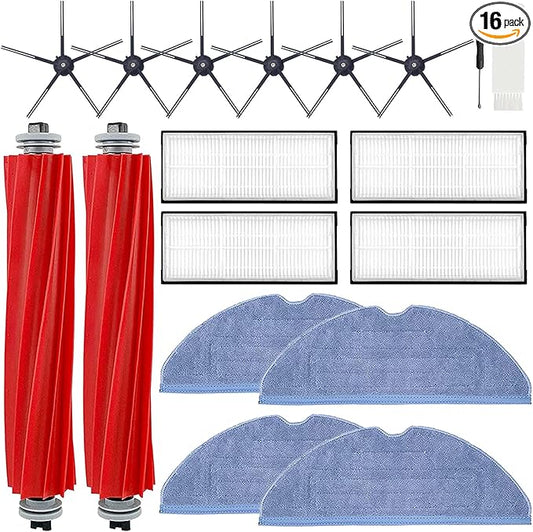 Roborock Compatible Replacement Parts Compatible with Roborock S7 S7+ S7 MaxV, S7 MaxV Plus T7S T7 plus T7S plus Robot Vacuum, 2 Roller Brush, 4 Filter, 6 Side Brush, 4 Mop Cloth