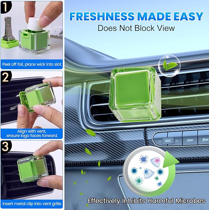 CYTITZHEN Car Air Freshener Vent Clip with Replaceable Scent Pods - Natural Essential Oil Fragrance, Long Lasting Odor Eliminator & Neutralizer for Cars, SUVs, Trucks (Lemon)