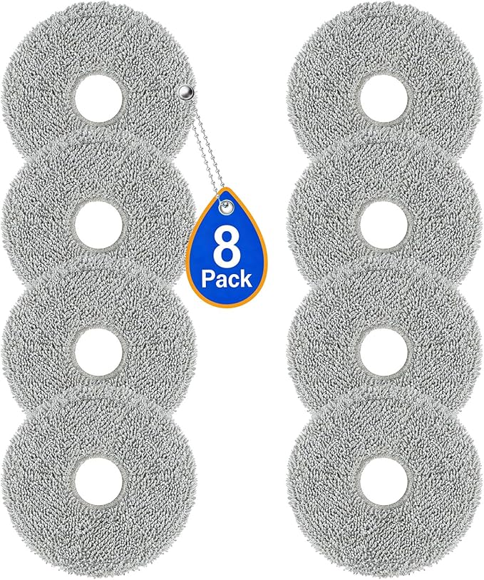 8 Pack Mop Pads Compatible with Dreame X50 Ultra/X40 Ultra/L50 Ultra/L40 Ultra/L40s Ultra/L10S Ultra Gen2/L10S Pro Ultra Heat/X30 Ultra/L10 Ultra, Reusable Microfiber Mopping Pads Replacement