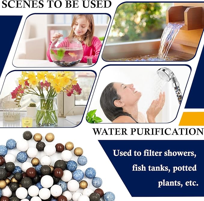 (6pack) Slirceods Replacement Shower Head Beads，for Hard Water, Mineral Stone Beads for Purifying Water, Filters Chlorine and Other Impurities