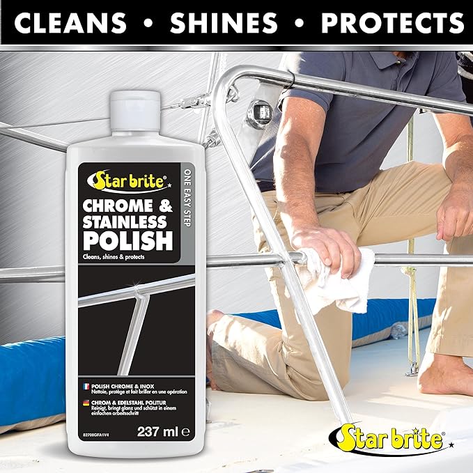 STAR BRITE Chrome & Stainless Polish - Marine Grade Formula Protects Against Pitting, Salt Deposits, Staining & Rust on Chrome, Stainless Steel, Copper, Tin & Brass (082708)