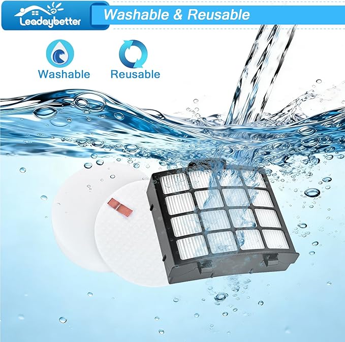 Leadaybetter AZ2002 Vacuum Filter Replacement for Shark Vertex DuoClean PowerFin Upright Vacuum AZ2000 AZ2000W AZ2002, 2 HEPA, 4 Foam and 4 Felt Filters, Replace Part XHFAZ2000, XFFKAZ2000