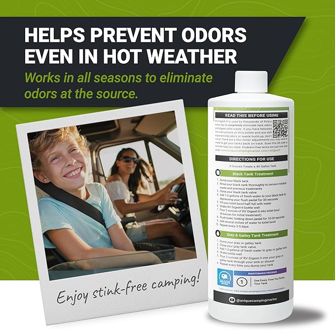 Unique RV Digest-It RV Toilet Treatment - Eliminates Odors at the Source and Liquifies Waste - 16 Uses Per Bottle (32 oz) Amazon Exclusive Packaging