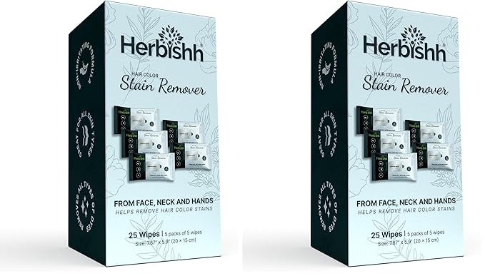 Herbishh Hair Color Stain Remover Wipes - Gentle Formula for Dye Cleanup, Skin-Friendly Travel Pack (Pack of 10)