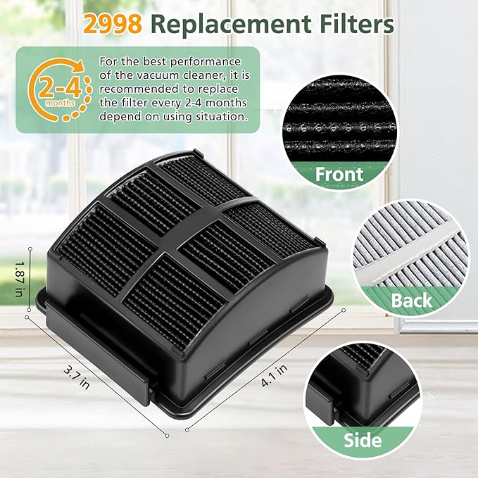 2998 Filter Replacement Kit Compatible with Bissell 2998 Multiclean Lift-Off Pet Vacuum, Fit for Bissell 2998 2999 2849 3000 3057 28492 31259 3399 2852 31269 3125W Vacuum, Part 1625641 (3+6 Pack)