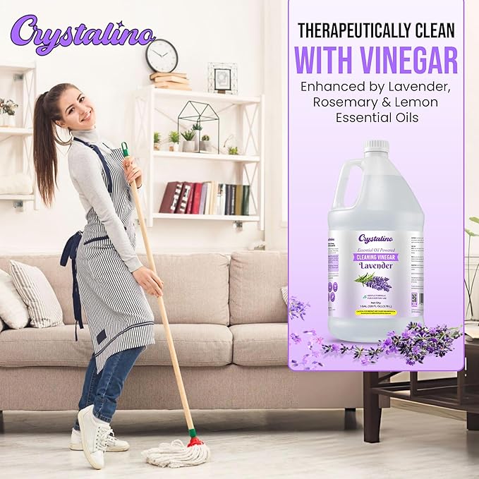 Lavender Essential Oil Cleaning Vinegar for Home (1 Gallon) 6% Non-Toxic Distilled White, Vinegar for Cleaning Purpose, Vinagre Blanco, Vinger (128 Fl Oz (Pack of 1), Lavender)