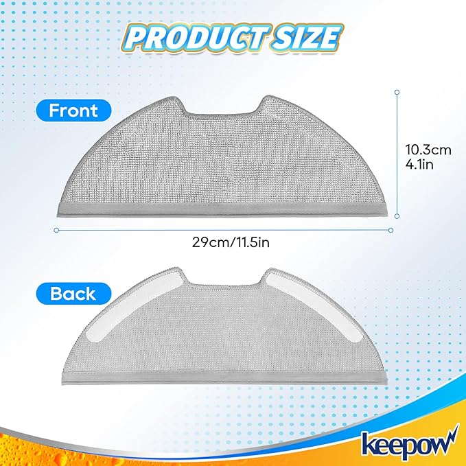 8PCS Vacuum Replacement Parts Compatible with Eureka E10s E20 Plus Robotic Robot Vacuum Cleaner Microfiber Cleaning Cloth, E10s Mop Pad Washable Reusable Replacement Part