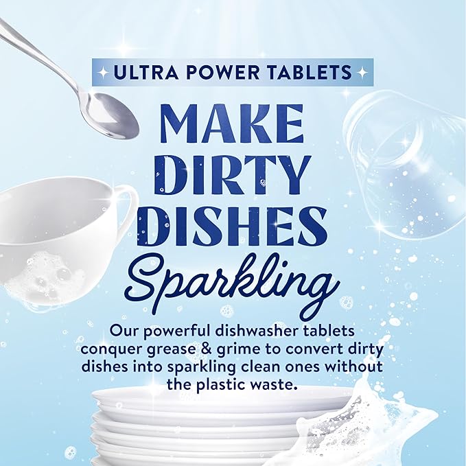 Cleancult Ultra Power Dishwasher Detergent Pods for Sparkling Streak-Free Shine, All-In-One, No Plastic Waste, 64 Count