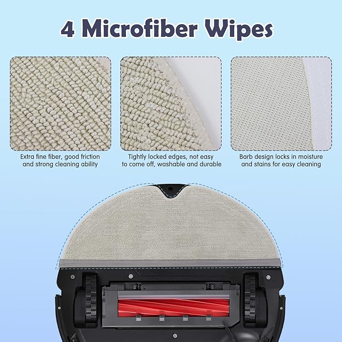 18Pcs Q7 Accessories Kit Replacement Compatible with Roborock Q7 / Q7+ / Q7 Max / Q7 Max+ Robot Vacuum, 2 Main Brush, 4 Mop Cloth Pads, 6 Side Brushes, 4 Washable Filter, 1 Tool (Not for Q7 M5)