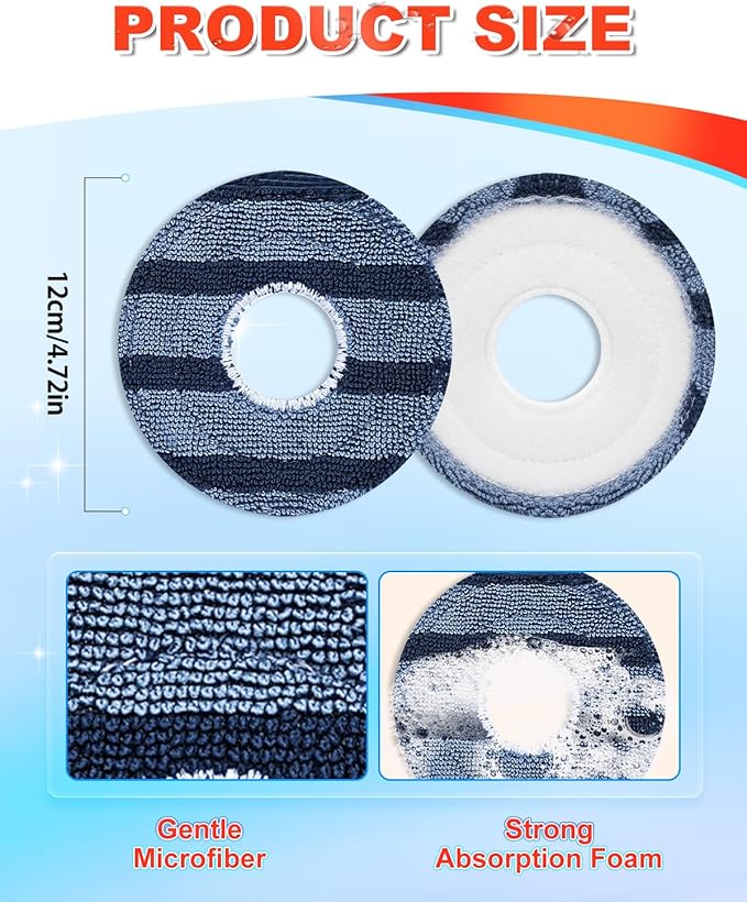 DR DAPPER Vacuum Mop Replacement Pads Compatible with Eufy Omni C20 Robot Vacuum, Washable and Reusable Soft Mopping Pad Parts Accessories, 6 Pack