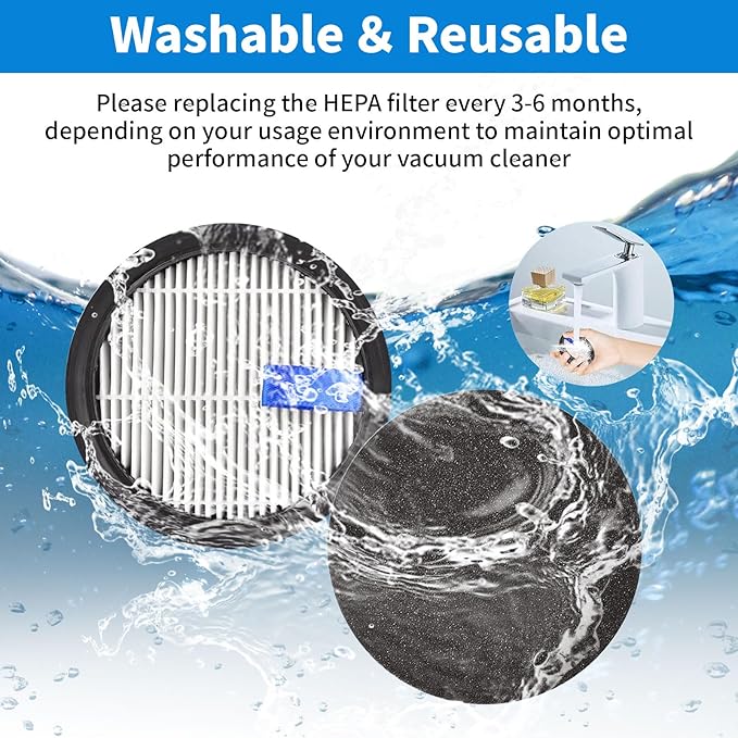 4 Pack HEPA Filters and 8 Pack Sponge Filters Replacement for Afoddon A200Pro/A200, ORFELD B08/C10A/C10G and NEQUARE S12 S25 S26 Series Cordless Vacuum Cleaner with Brush