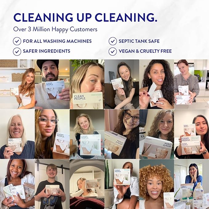 The Clean People Laundry Detergent Pods - Hypoallergenic Laundry Pods - Ultra Concentrated, Recyclable Packaging, Stain Fighting - Spring Scent, 32 Pack