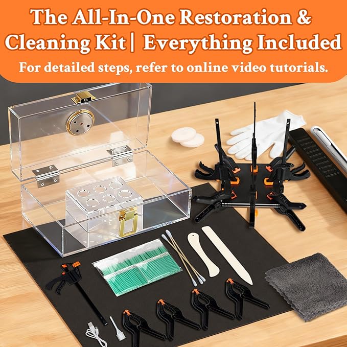DEDC Card Cleaning Kit Flattening Restoration Repair Care Sport Card with Heat Pen, Acrylic Humidor and Accessories – Complete Solution for TCG Collectors and Enthusiasts Premium