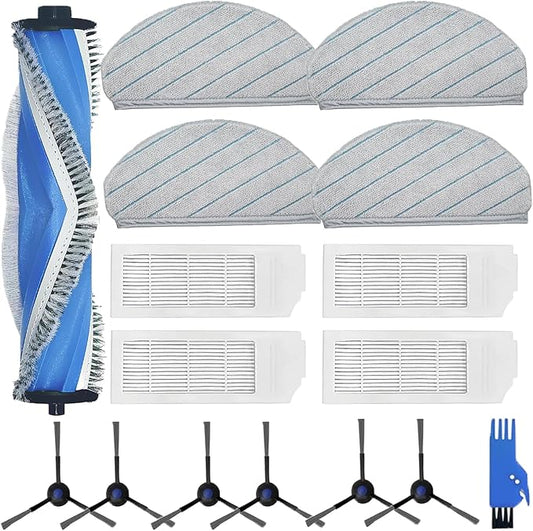 Accessories for ECOVACS DEEBOT N20 Plus, N20 Pro Plus, for Yeedi C12 Pro Plus, C12 Vacuum Cleaner, 1 Main Brush, 4 Filters, 4 Mop Pads, 6 Side Brushes, N20 Plus Replacement Part Kit Attachment