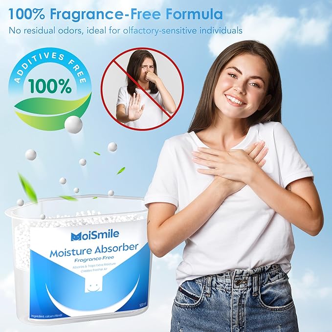 Moisture Absorbers 6 Packs, 10.8 Oz Efficient Humidity Absorber ＆ Odor Eliminator Boxes, Refillable Car Dehumidifier for Closet, Bathroom, Basement＆ RV, Fragrance Free