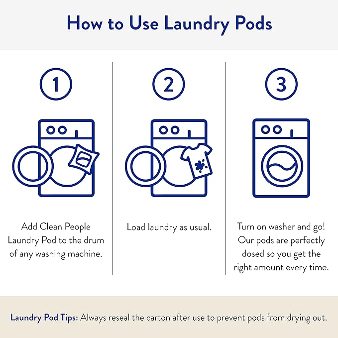 The Clean People Laundry Detergent Pods - Hypoallergenic Laundry Pods - Ultra Concentrated, Recyclable Packaging, Stain Fighting - Fresh Scent, 32 Pack