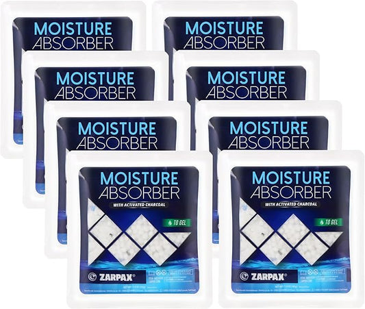 Moisture Absorber Sachets Activated Charcoal 1.4 oz/40g - Remove Excess Moisture In Air - Desiccant Dehumidifier for Closet, Drawer, Safe, Storage - Dampness & Humidity Control - Set of 8
