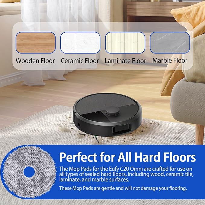 6 Pack 405/505 Replacement Mop Pads for iRobot Roomba Plus 405/505 Combo Robot Vacuum Cleaner, Washable & Reusable Microfiber Mop Cloths
