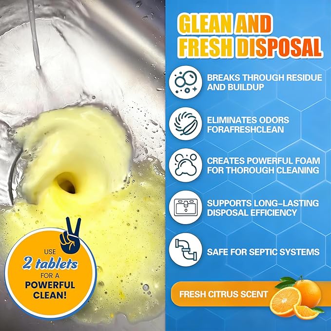 SOPAMI Garbage Disposal Cleaner Tablets 24-Pack - Sink Cleaner and Deodorizer, Disposal Cleaner and Deodorizer, Garbage Disposal Cleaner and Deodorizer Tablets