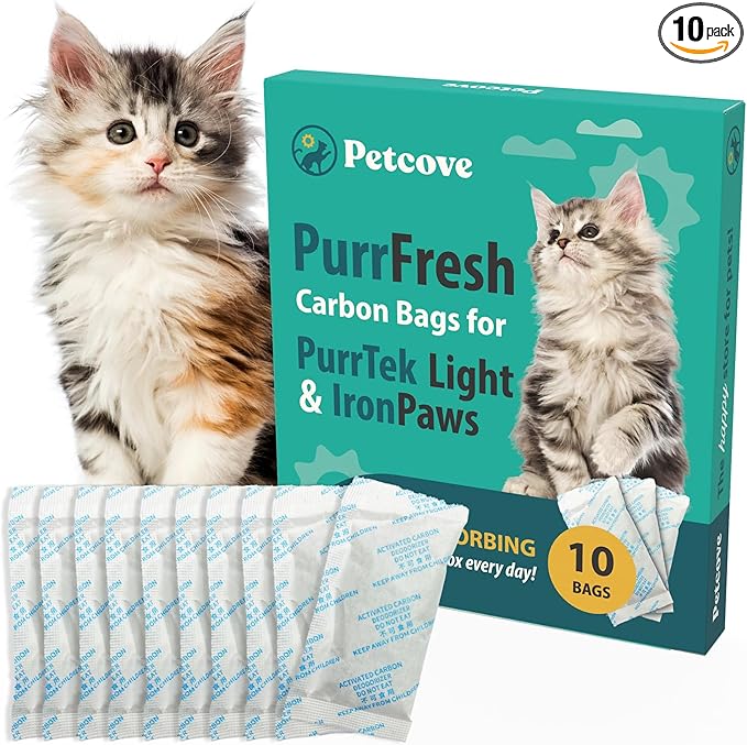 PetCove PurrTek Light & IronPaws Cat Litter Box Filters Replacements | Activated Charcoal Odor Absorber & Deodorizer Pods | Litter Box Filter Scent Eliminator | Precision Fit Filters for Hooded Boxes