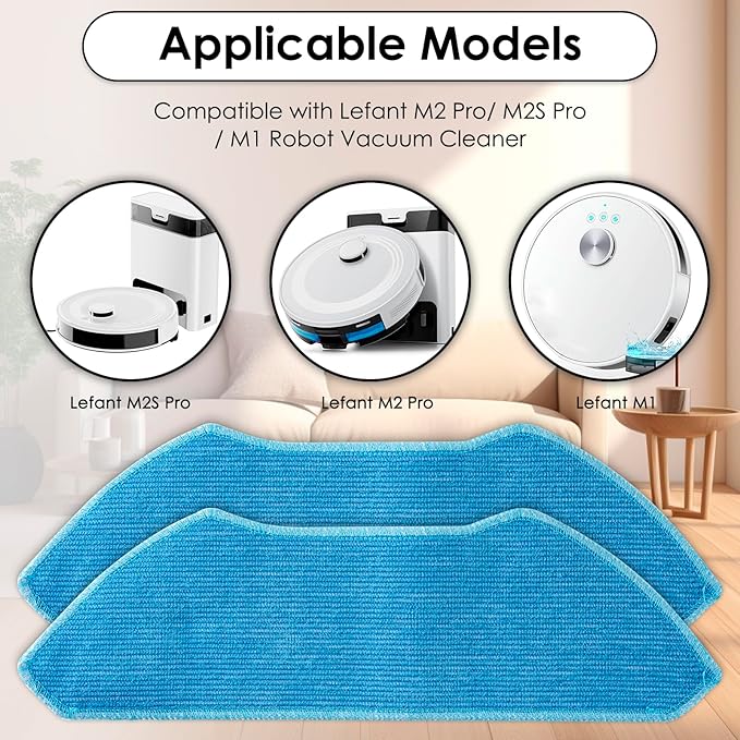 (4 Pack) M2 Pro Replacement Mop Pads Compatible with Lefant M2 Pro/ M2S Pro/ M1 Robot Vacuum Cleaner, Mop Cloths Accessories