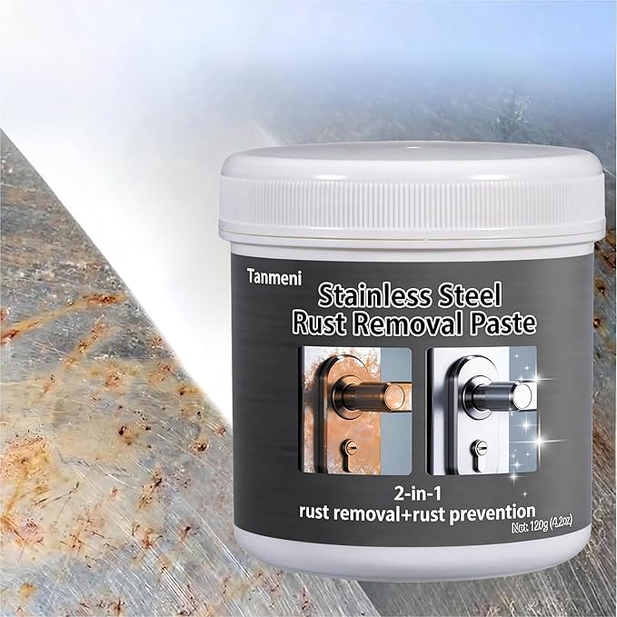 Stainless Steel Rust Stain Remover & Cleaner, Rust Spot Stain Remover for Stainless Steel Appliances and Furniture - Ideal for Grill, Fridge, Knife or Pan & more (120, Grams)