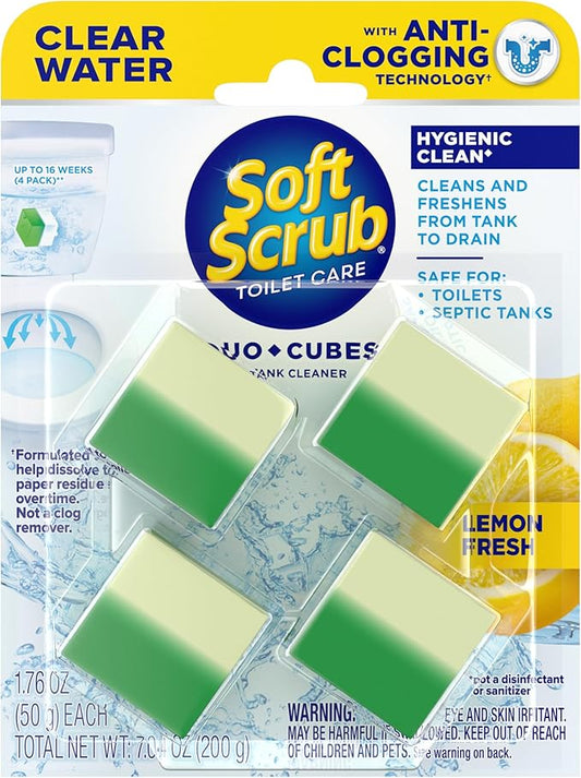 Soft Scrub In-Tank Toilet Cleaner Clear Water DuoCubes, 4ct, Lemon Fresh