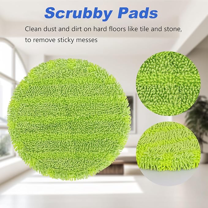 Electric Mop Pads, 6.3inch Floor Cleaning Round Spin Mop Pads for Electric Mop, 6.3inch Round Spin Electric Mop Pads (10 Pack)