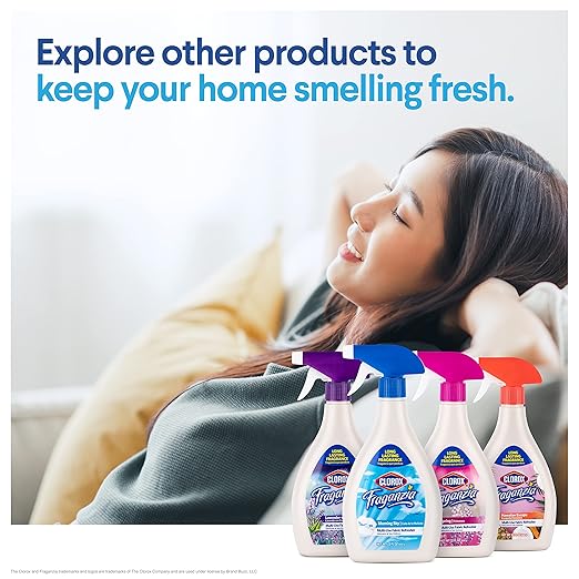 Clorox Fraganzia Refresher Spray, Lavender with Eucalyptus Scent - Multi-Use Fabric & Linen Freshener Spray - Odor Eliminator for Home, Upholstery, Bedding, Curtains, Room, 22 Fl Oz