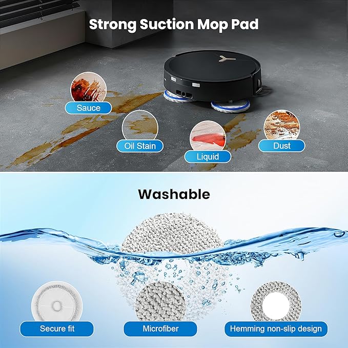 24 Pcs Replacement Parts Compatible with Ecovacs Deebot T50 Max Pro Omni Robot Vacuum, Include 1 Main Brush, 6 Dust Bags, 4 Filters, 6 Side Brushes, 6 Mop Pads and 1 Cleaning Tool