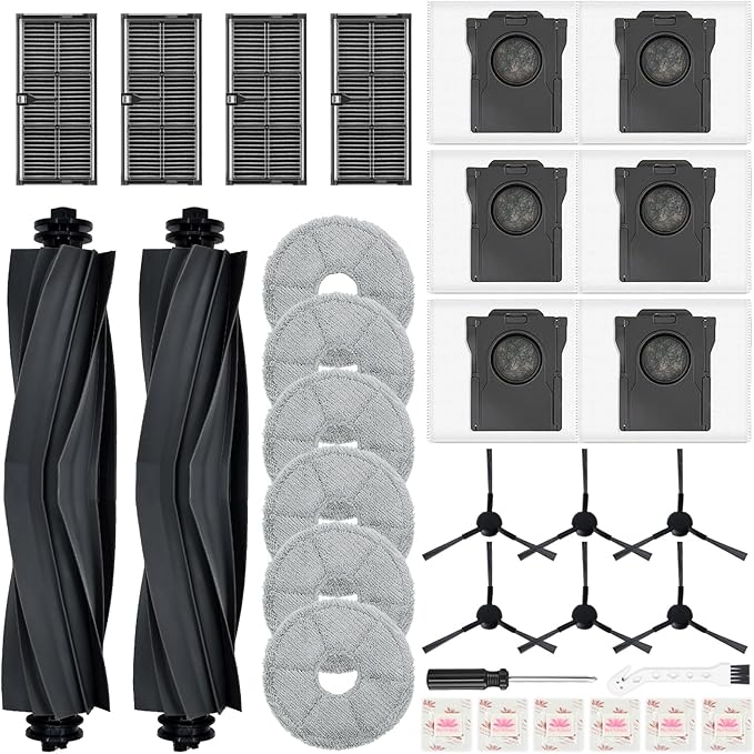 Replacement Kit for Dreame L10s Ultra Gen 2/L10s Pro Ultra Heat/X30 Ultra/D30 Ultra & Mova E30 Ultra, 2 Main Brushes, 4 Filters, 6 Mop Pads & Dust Bags & Scented Tablets & Side Brushes ASIN B0F