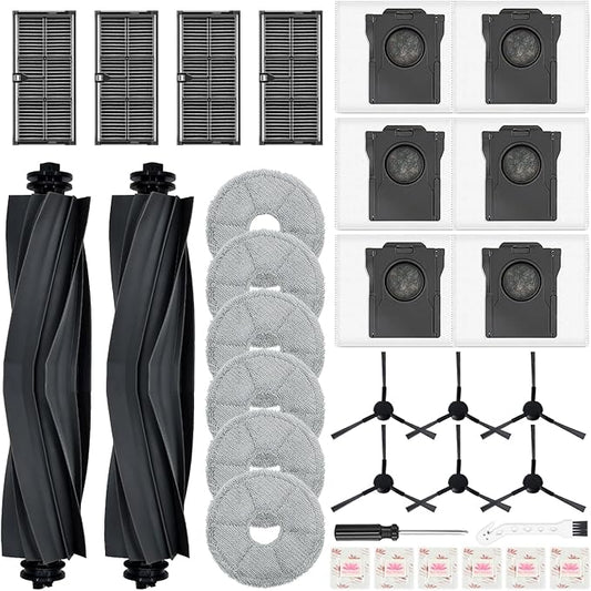 Replacement Kit for Dreame L10s Ultra Gen 2/L10s Pro Ultra Heat/X30 Ultra/D30 Ultra & Mova E30 Ultra, 2 Main Brushes, 4 Filters, 6 Mop Pads & Dust Bags & Scented Tablets & Side Brushes ASIN B0F