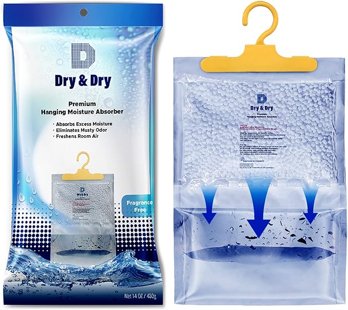 Dry & Dry 2 Packs [Net 7 Oz/Pack] Moisture Absorbers for Home, Basement & Bedroom - Small Dehumidifiers