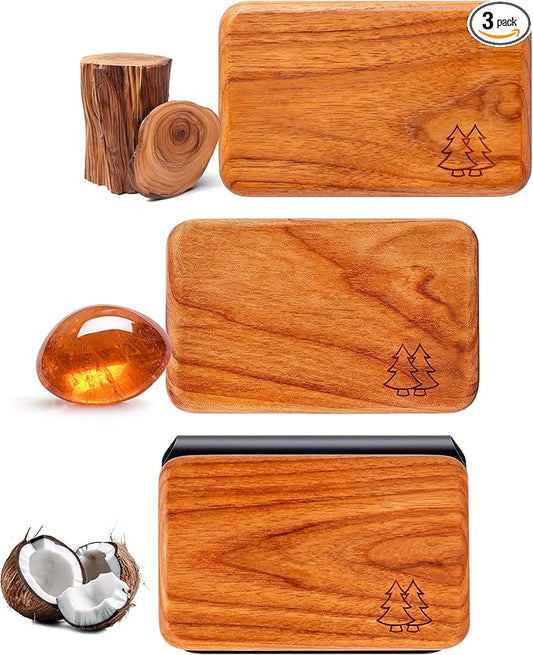 Natural Wooden Car Air Freshener for Visor Clip- Natural Teak/Coconut/Amber Scents, Long-Lasting Odor Eliminator with Metal Clip, 3 Refillable Wood Chips for Cars/Trucks/SUVs (pale yellowish beige)