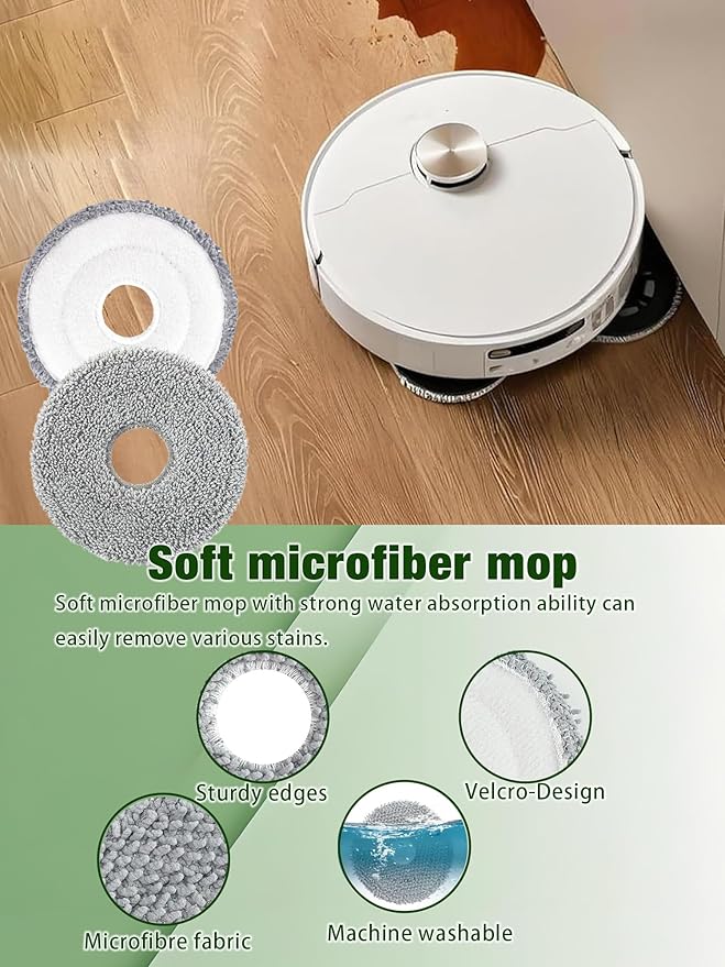 405 & 505 Mop Pads Replacement Parts for iRobot Roomba Plus 405 (G181 & G185) Vac, Roomba Plus 505 Combo Robot Vacuum. Washable & Reusable Microfiber Mop Pads Accessories, 8-Pack