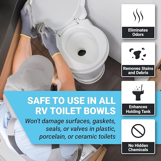 Unique Scrub-It Foaming RV Toilet Cleaner - Pink Pomelo Scent, 15 Count Stick Packs, Premeasured, No-Mess, Grab-N-Go Powder Removes Stains from RV Toilet Bowls, Helps Lubricate Valves and Seals