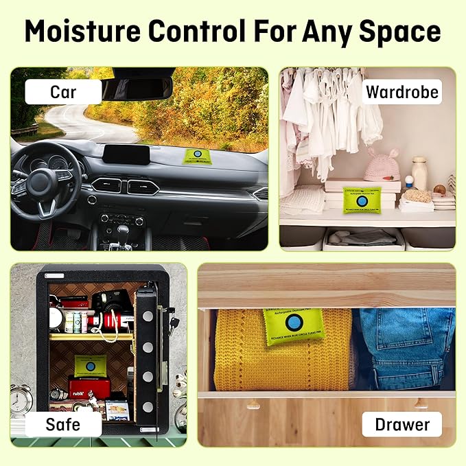 Reusable Moisture Absorbers – Desiccant Packs for Safes, Closets, Storage Bins & More