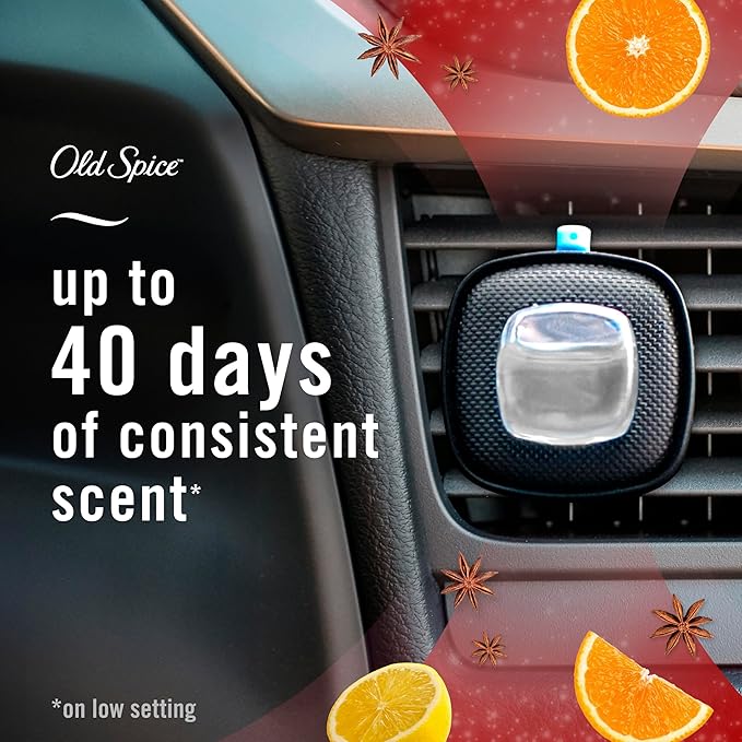 Febreze Car Air Freshener Vent Clip Old Spice Scent, .07 oz. Car Vent Clip, Pack of 4