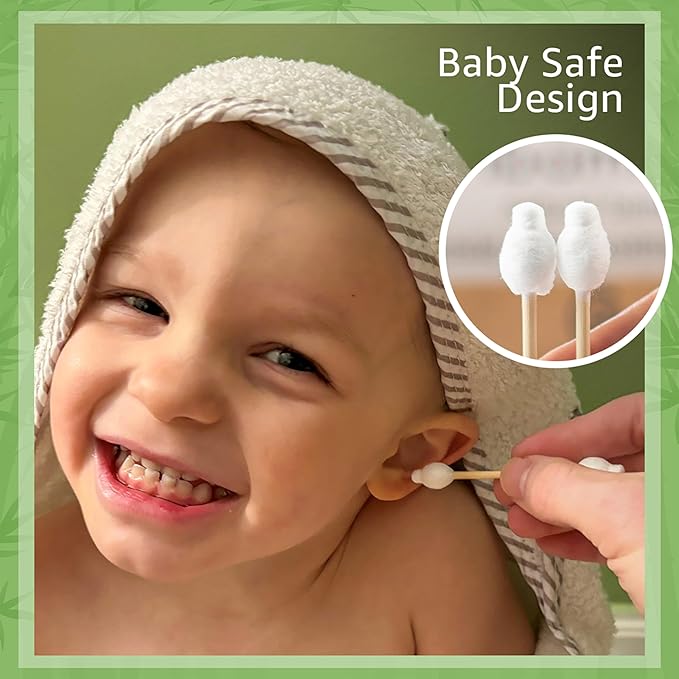 100% Bamboo Cotton Swabs for Ears (500-Pack) - Perfect for Baby & Personal Care | Double-Tipped Ear Swabs Cotton for Makeup & Cleaning | FSC Certified & Hypoallergenic, Made for All Ages & Pet
