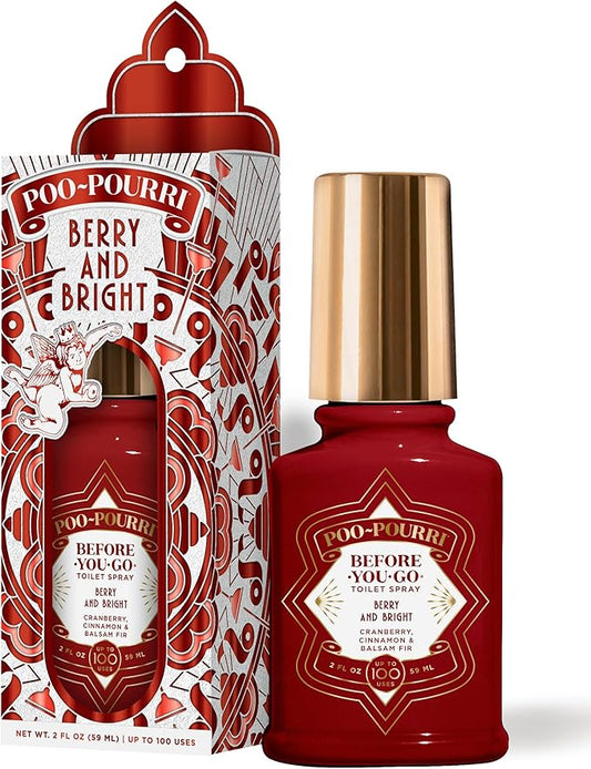 Poo-Pouri Before-You-Go Holiday Toilet Spray, Berry and Bright, 2 Fl Oz - Cranberry, Cinnamon and Balsam Fir