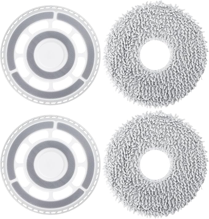 Mop Cloths with Replacement Holder, Wiping Plates for Roborock Qrevo Curv/Qrevo Edge/Saros 10R/Qrevo Curv S5X/Qrevo EDGE S5A Robot Vacuum Cleaner Accessories, Mopping Pad Floor Cleaning Replacement