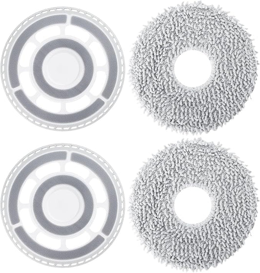 Mop Cloths with Replacement Holder, Wiping Plates for Roborock Qrevo Curv/Qrevo Edge/Saros 10R/Qrevo Curv S5X/Qrevo EDGE S5A Robot Vacuum Cleaner Accessories, Mopping Pad Floor Cleaning Replacement