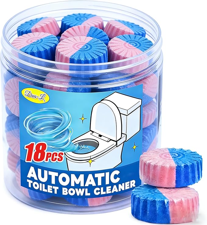 （18 Count） Automatic Toilet Cleaner Tablets, Toilet Bowl Cleaner Tablets, Bathroom Toilet Tank Cleaner，Blue Cleaning Tabs for Bathroom Tank