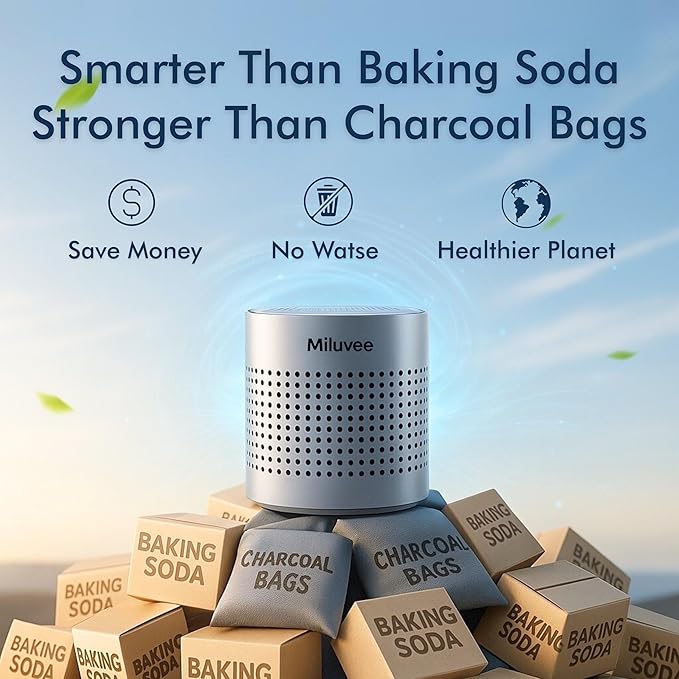 Premium Refrigerator Deodorizer, 10-Year Reusable Odor Absorber for Car, Pet, Closet, Fridge | Produce Saver, Keep Food Fresh Longer | No Refill, Unscented, Outperform Baking Soda Charcoal Bag