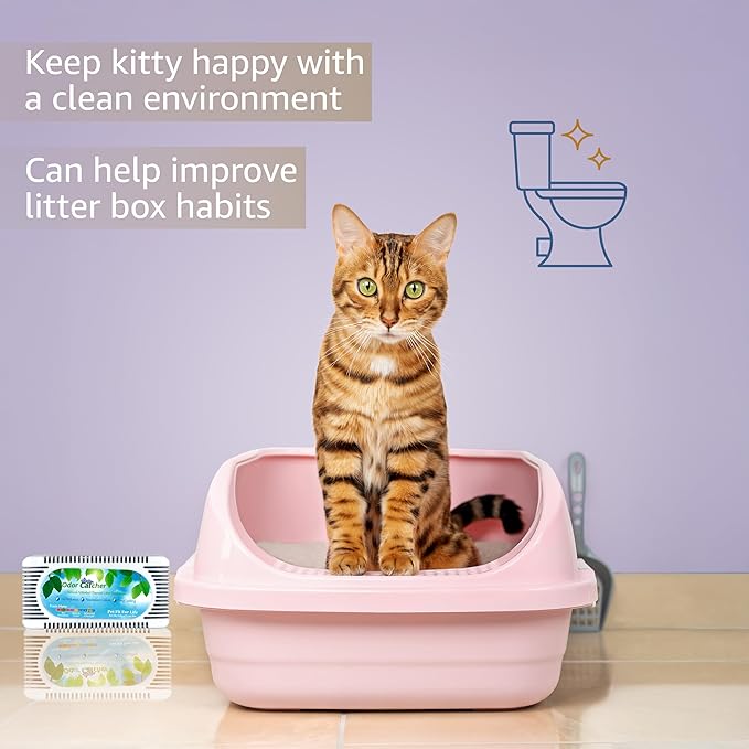 Pet Fit For Life Litter Box Odor Absorber - Activated Charcoal Pods for Litter Box Odor Eliminator, Unscented Freshener & Deodorizer for Long-Lasting Freshness & Effortless Approach - 2 Pack